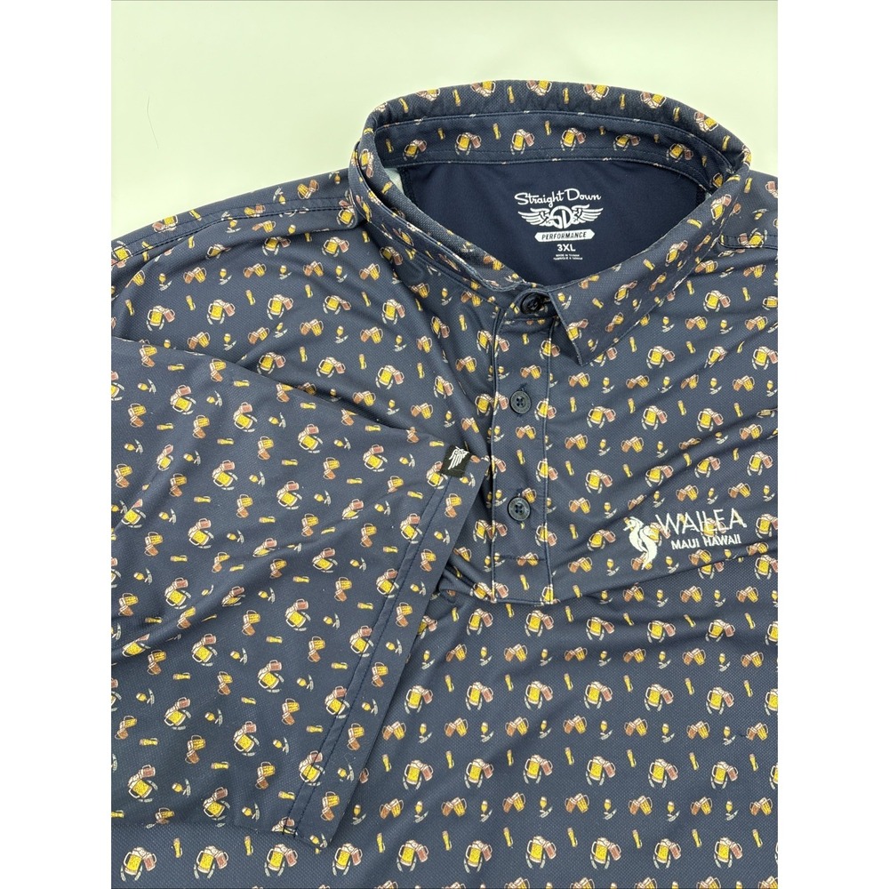 Men's 3XL - Straight‎ Down Golf Polo-Mugs Of Beer *Read